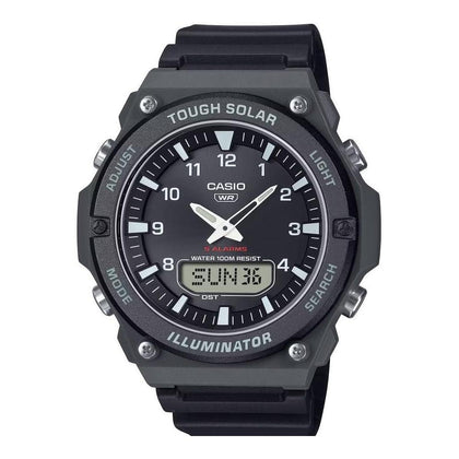 Casio AQ-S820W, reloj de hombre con energía solar, resistente al agua, función analógico-digital y cronógrafo, color negro