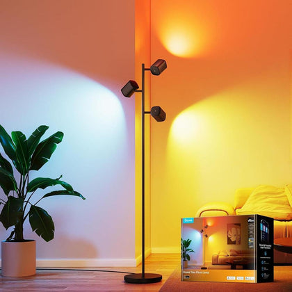 Lámpara de pie Govee con tecnología LuminBlend, 3 luces giratorias, 64 escenas dinámicas y sincronización de música, compatible con Matter