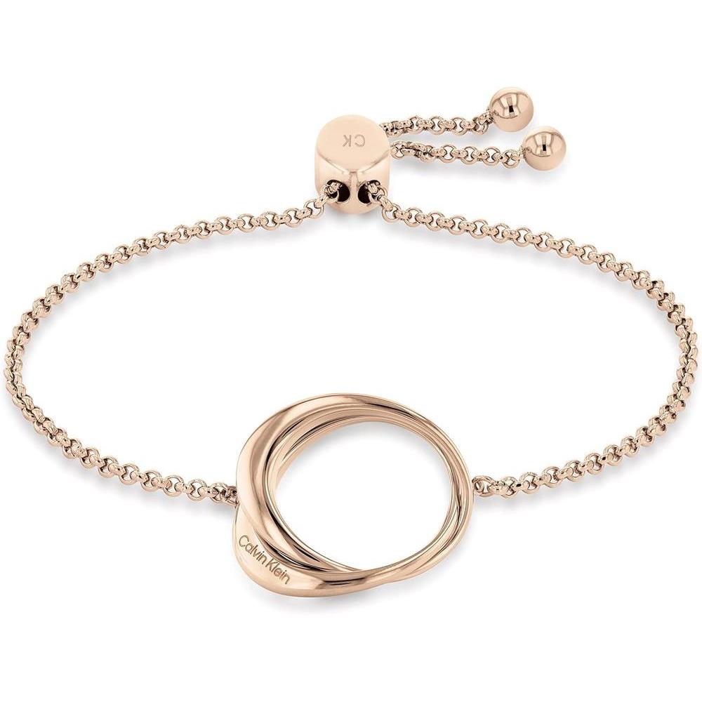 Calvin Klein Pulsera de cadena para mujer con contornos distintivos y cierre deslizante ajustable para un toque moderno y elegante