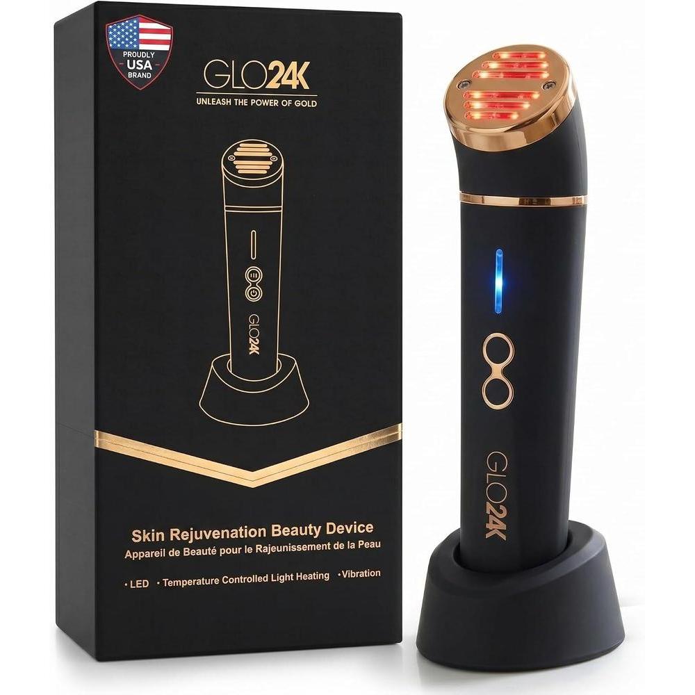 Dispositivo de belleza de luz roja para cara y cuello con masajeador 3 en 1, triple LED y tecnología de vibración avanzada