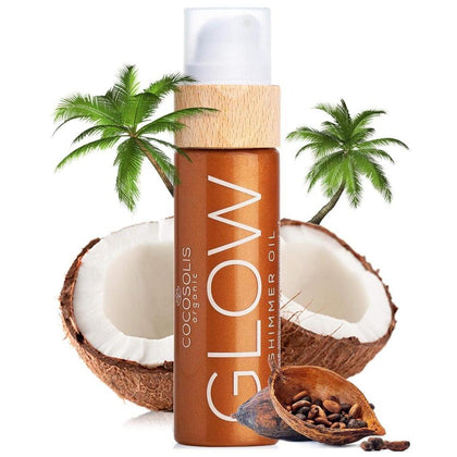 COCOSOLIS GLOW Aceite Iluminador | Aceite Seco Natural Iluminador con Partículas Brillantes | Deja la Piel Radiante e Intensifica un Bronceado Dorado | Sensación Lujosa | 110ml
