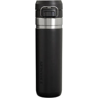 Stanley Quick Flip GO Botella de agua, tapa de botón, a prueba de fugas y plegable para viajes y deportes, acero inoxidable sin BPA, negro