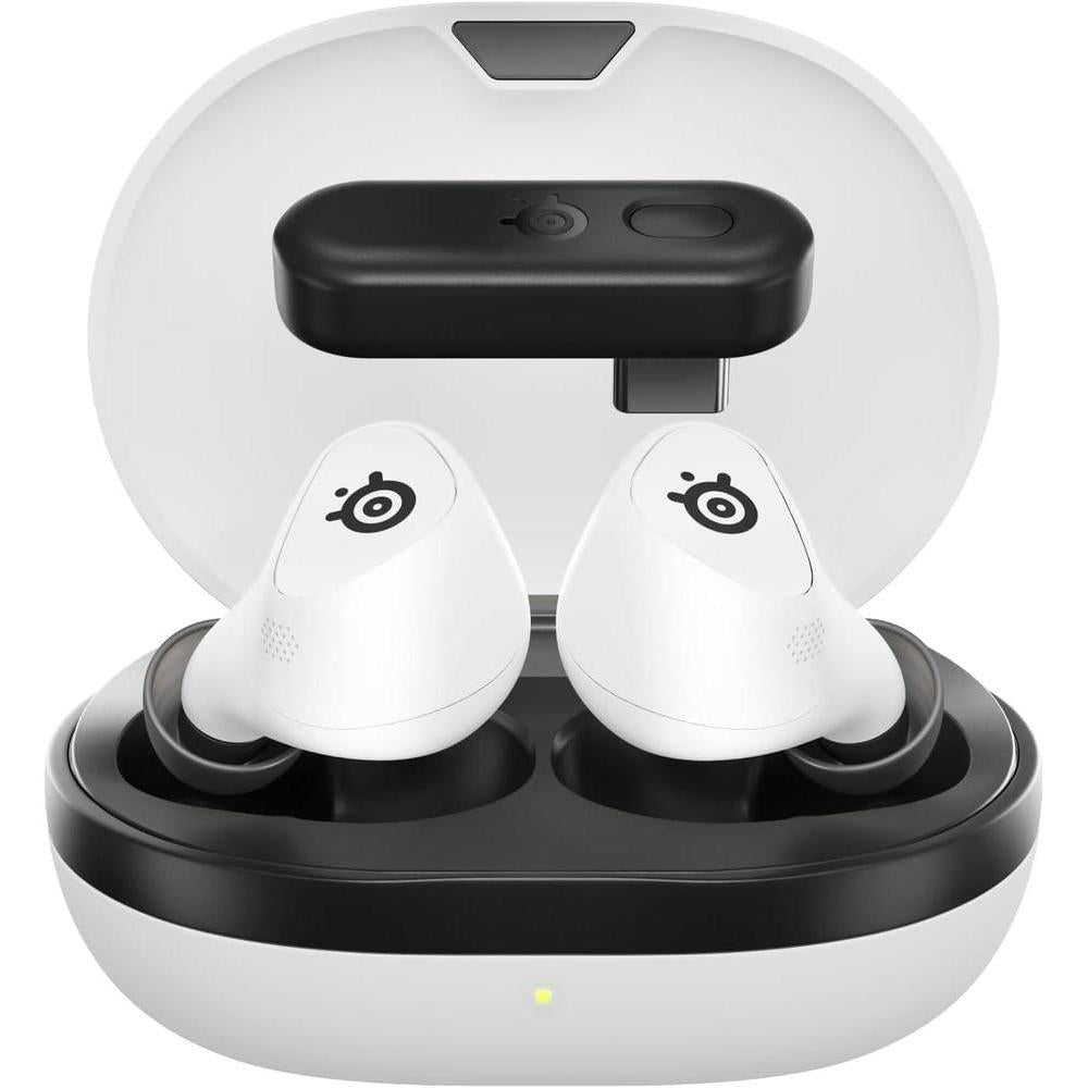 SteelSeries Arctis GameBuds con Switch Wireless 2.4GHz, Bluetooth 5.3, cancelación de ruido, presets de audio, batería 40H - Blanco