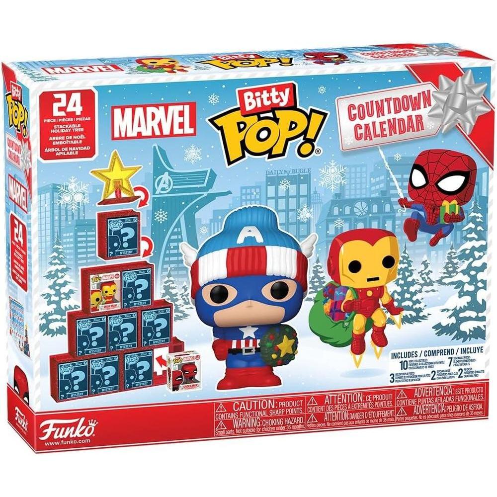 Calendario de cuenta regresiva Pop! Bitty de Marvel - 24 días de sorpresas con mini figuras coleccionables de Funko