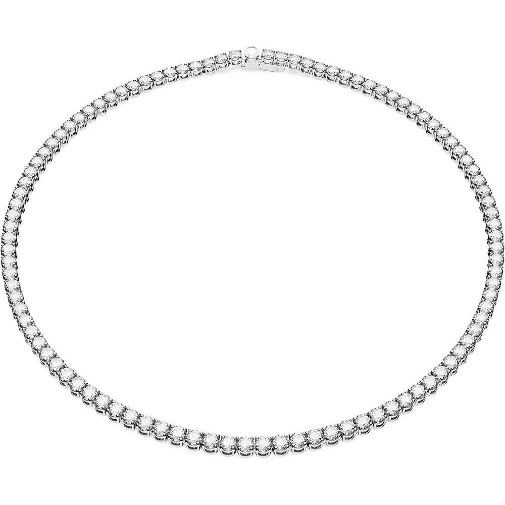Swarovski Matrix Tennis Necklace con cristales azules brillantes y acabado en rodio