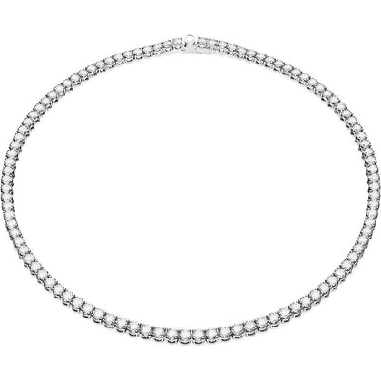 Swarovski Matrix Tennis Necklace con cristales azules brillantes y acabado en rodio