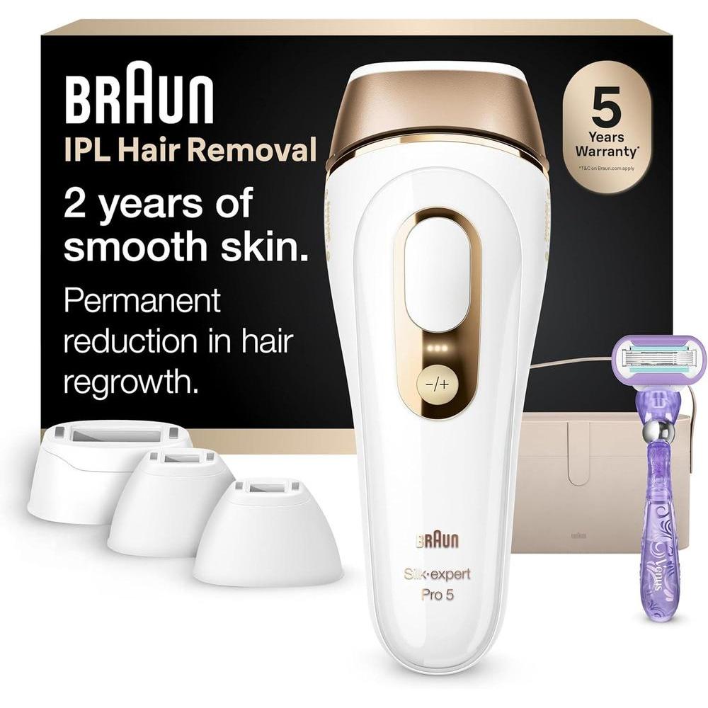 Braun IPL Silk·Expert Pro 5 PL5347, sistema de depilación para mujeres y hombres, resultados duraderos con cabezales de precisión adicionales