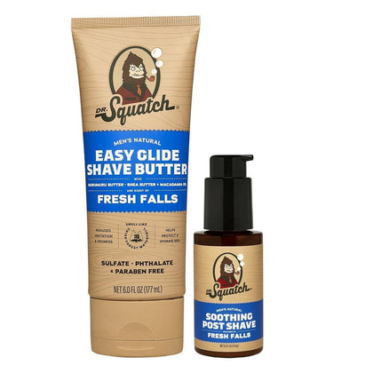 Dr. Squatch Fresh Falls, paquete de afeitado suave con mantequilla deslizante y loción post-afeitado calmante