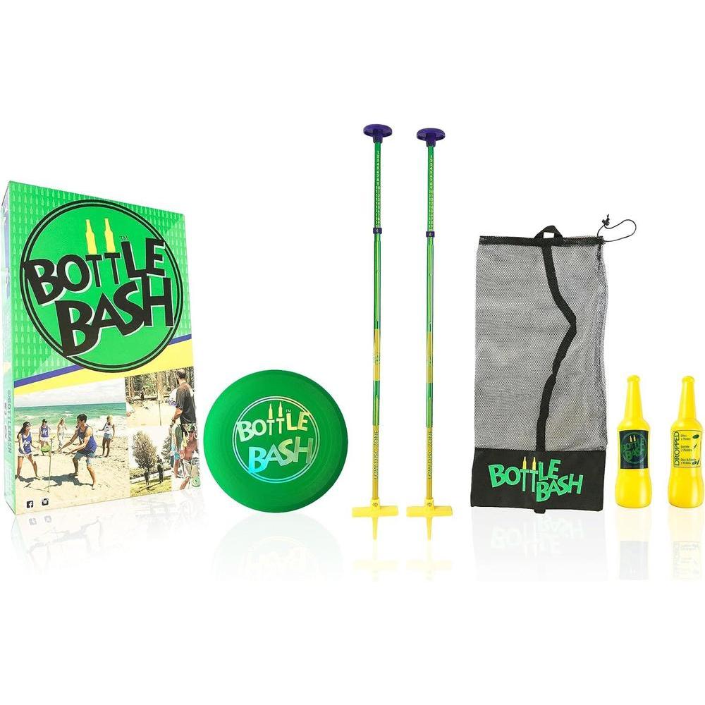 Set de juego estándar Bottle Bash con barrote de superficie suave, estilo original verde