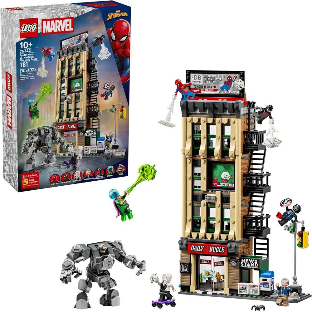LEGO Marvel Spider-Man vs. Mysterio: The Daily Bugle con 7 minifiguras y Rhino Mech regalo ideal para niños desde 10 años