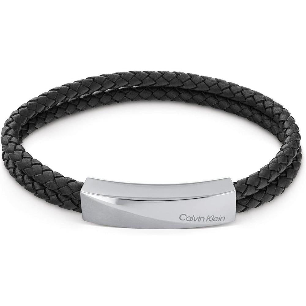 Pulsera de cuero trenzado para hombre Calvin Klein con diseño industrial y cierre magnético multifacético elegante