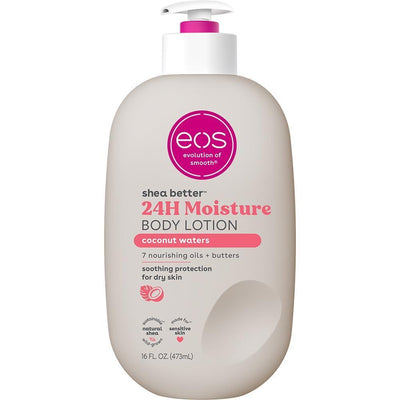 eos Loción corporal Coconut Waters, cuidado de piel 24 horas, ligera, no grasa, con karité natural, vegana, libre de crueldad