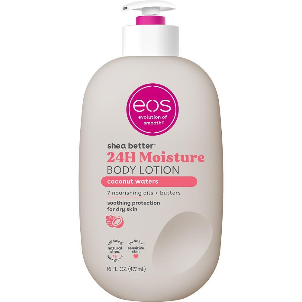 eos Loción corporal Coconut Waters, cuidado de piel 24 horas, ligera, no grasa, con karité natural, vegana, libre de crueldad