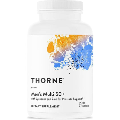 THORNE Multivitamínico para hombres de 50+ con vitaminas A, B6, B12, C, D, E, zinc. Apoyo para salud integral masculina