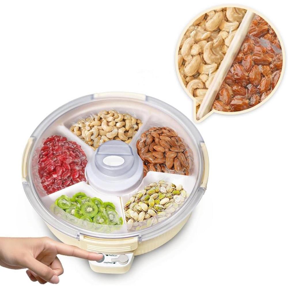 MOJOCO Bandeja Eléctrica al Vacío para Aperitivos, con Compartimentos y Tapa, Ideal para Fiestas y Eventos