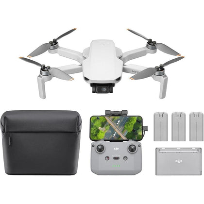 DJI Mini 4K Fly More Combo, dron con cámara UHD, cardán 3 ejes, video 10 km, retorno automático, 3 baterías incluidas