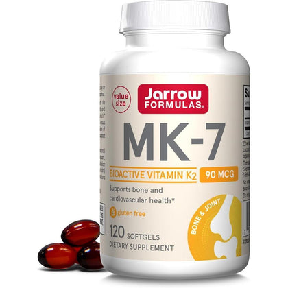 Jarrow Formulas MK-7, suplemento de vitamina K2 MK-7 para salud ósea y cardiovascular. Sin gluten ni alérgenos