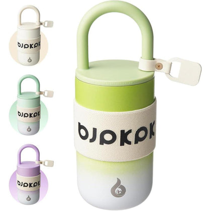 Taza de café BJPKPK con tapa y asa de acero inoxidable, ideal para mantener bebidas frías y calientes, color pepino