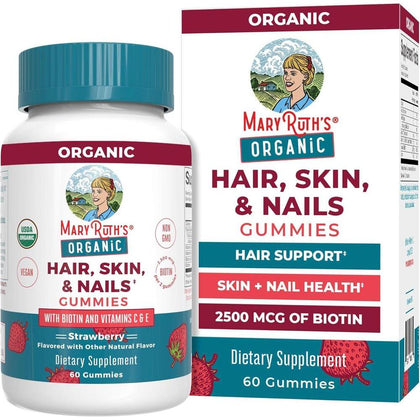 Gomitas de biotina con Vitamina C y E para cabello, piel y uñas, orgánicas y veganas, sabor fresa para adultos