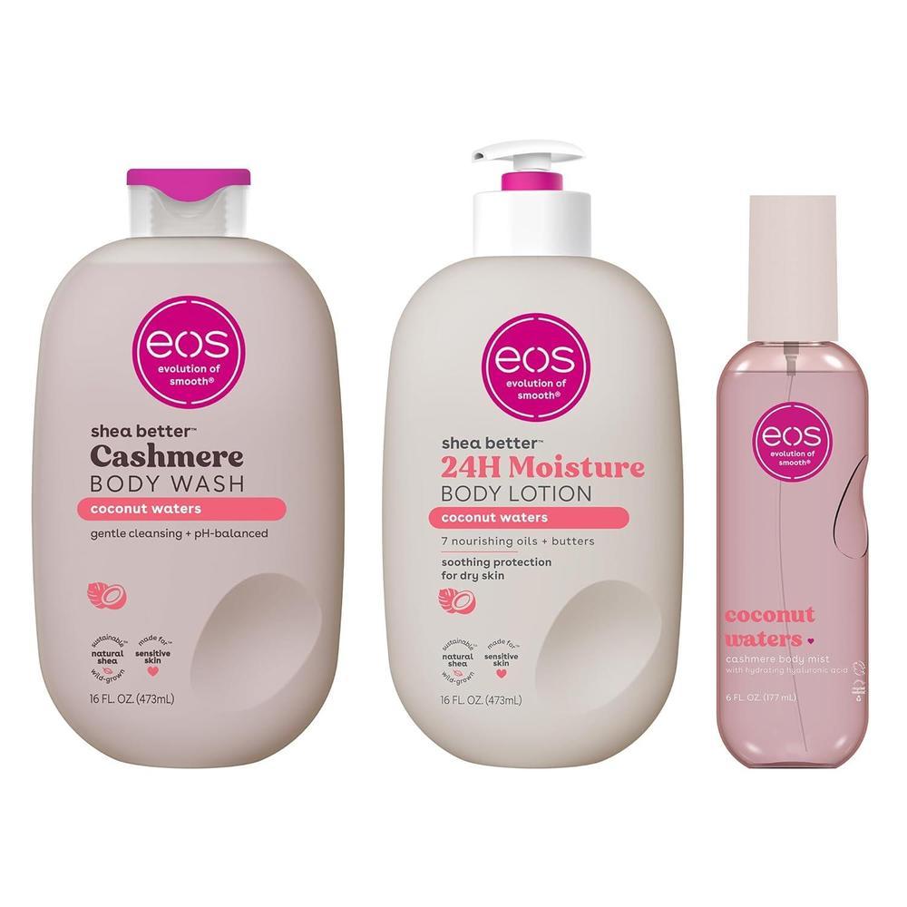 Conjunto de Cuidado Corporal eos: Gel de Ducha, Niebla Corporal y Loción con Aroma a Aguas de Coco