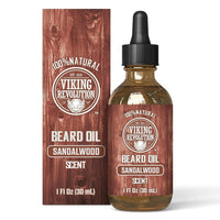 Aceite de barba para hombres con argán y jojoba Viking Revolution, suavizante, hidratante y acondicionador, aroma a sándalo
