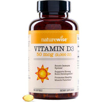 Cápsulas de gel de vitamina D3 de NatureWise, 2000iu para apoyar el sistema inmunológico y la salud ósea y muscular
