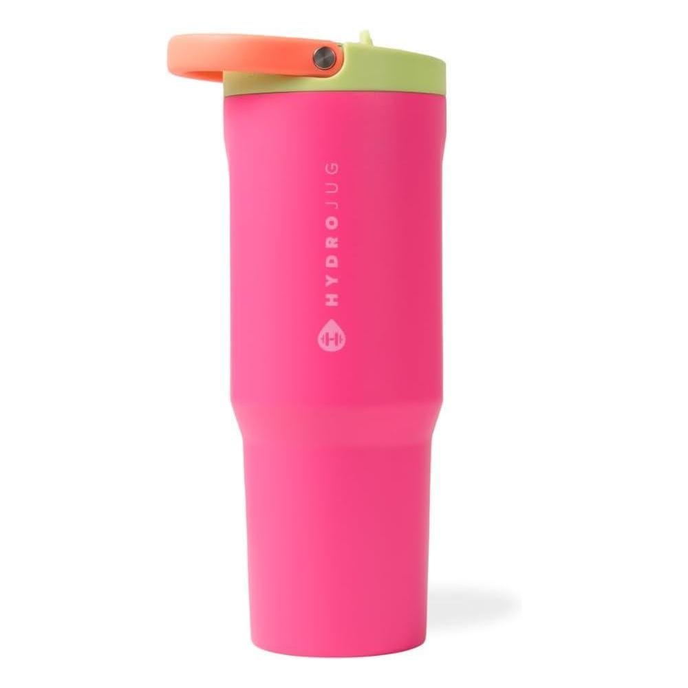 Botella HydroJug de acero inoxidable con popote, térmica, a prueba de fugas, diseño ergonómico, reutilizable, duradera, orquídea