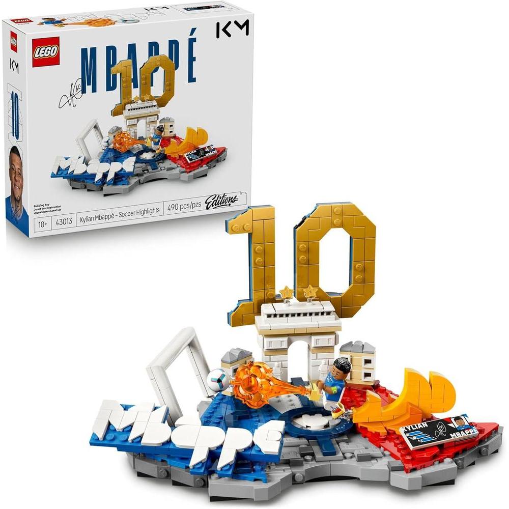 LEGO Editions Kylian Mbappé - Juego de construcción para niños y niñas, regalo de fútbol coleccionable con placa y decoración
