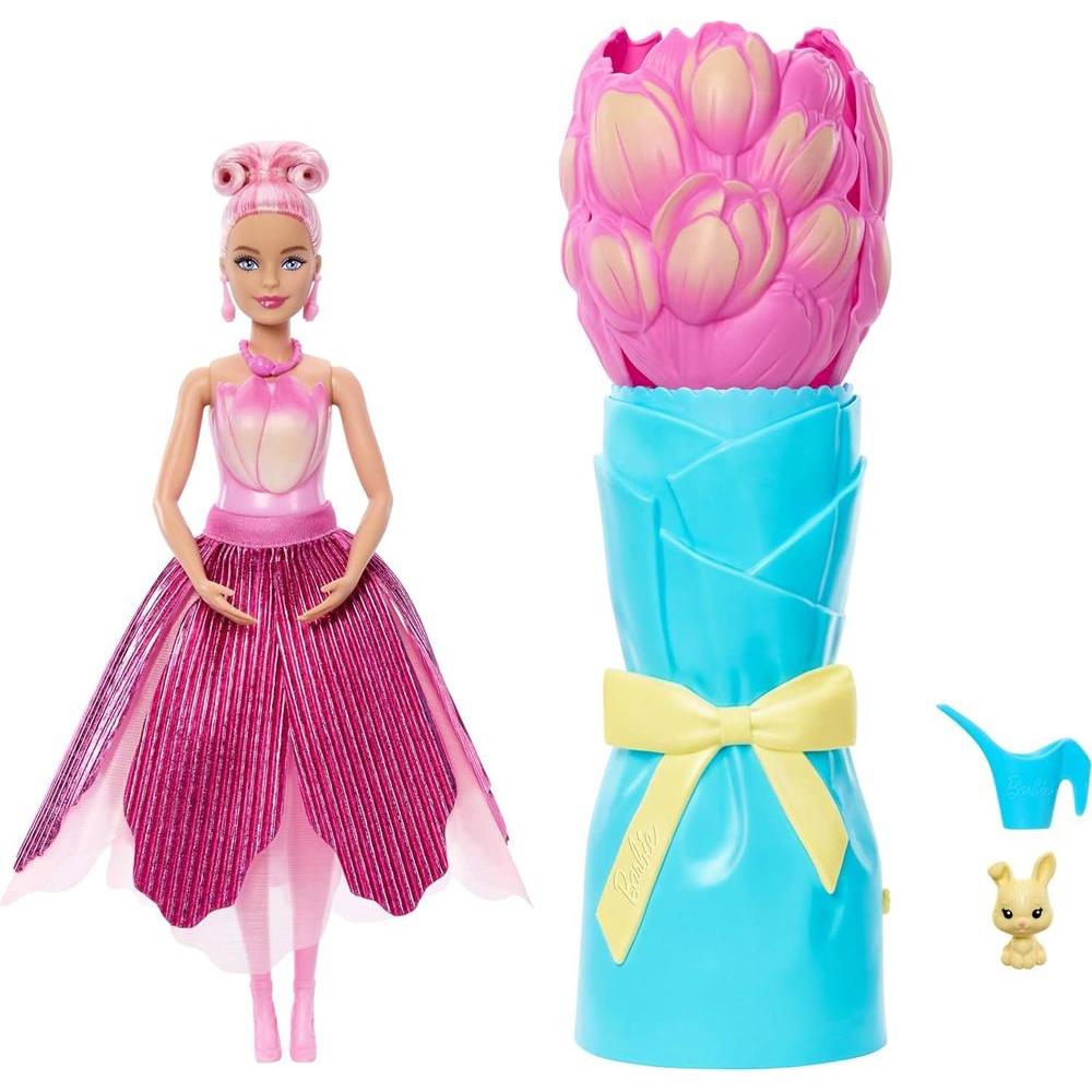 Muñeca Barbie Petal Pop con accesorio sorpresa y fragancia floral, revela bouquet con conejo y más sorpresas