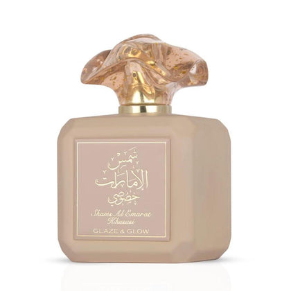 Ard al Zaafaran Shams Al Emarat Khususi Glaze & Glow Perfume árabe de larga duración para mujer, floral y afrutado