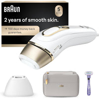Braun IPL Silk Expert Pro5, dispositivo de depilación láser permanente para mujeres y hombres, con accesorios, maquinilla Venus y estuche