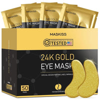 24k Gold Under Eye Patches, Alivian Hinchazón Y Ojeras Con Colágeno, 50 Pares