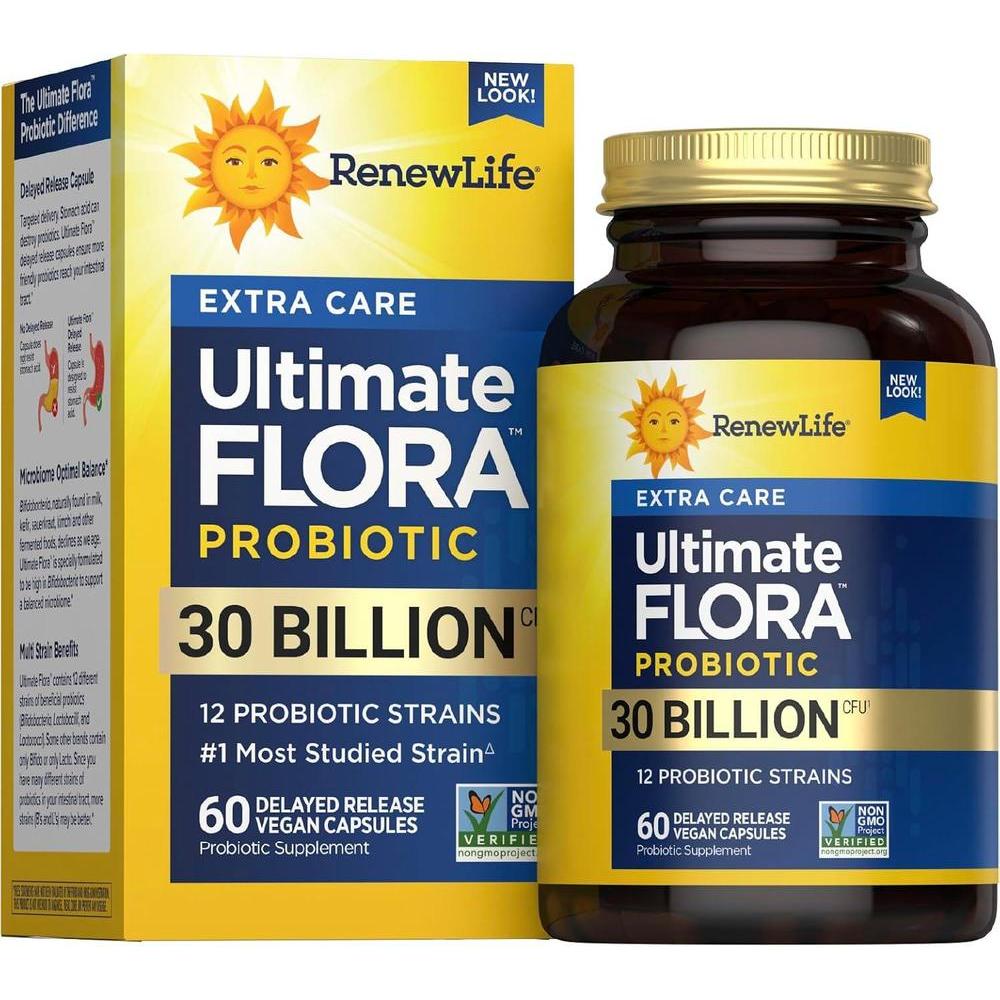 Renew Life Probióticos para adultos, 30 mil millones de UFC, 12 cepas, hombres y mujeres, sin gluten, lácteos y soja, 60 cápsulas