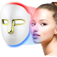 Máscara facial LED con terapia de luz roja, azul e infrarroja para reducción de arrugas, decoloración y tratamiento de acné