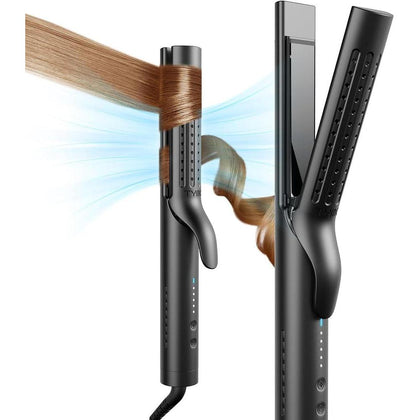 TYMO Airflow 2.0 Plancha rizadora de pelo 2 en 1 con tecnología avanzada, antienredos y 5 ajustes de temperatura, color negro