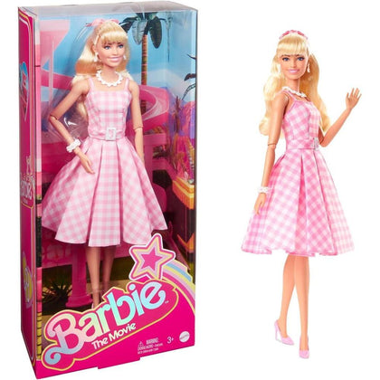 Muñeca Barbie The Movie de Margot Robbie, coleccionable con vestido de cuadros vichy rosa y collar de margaritas