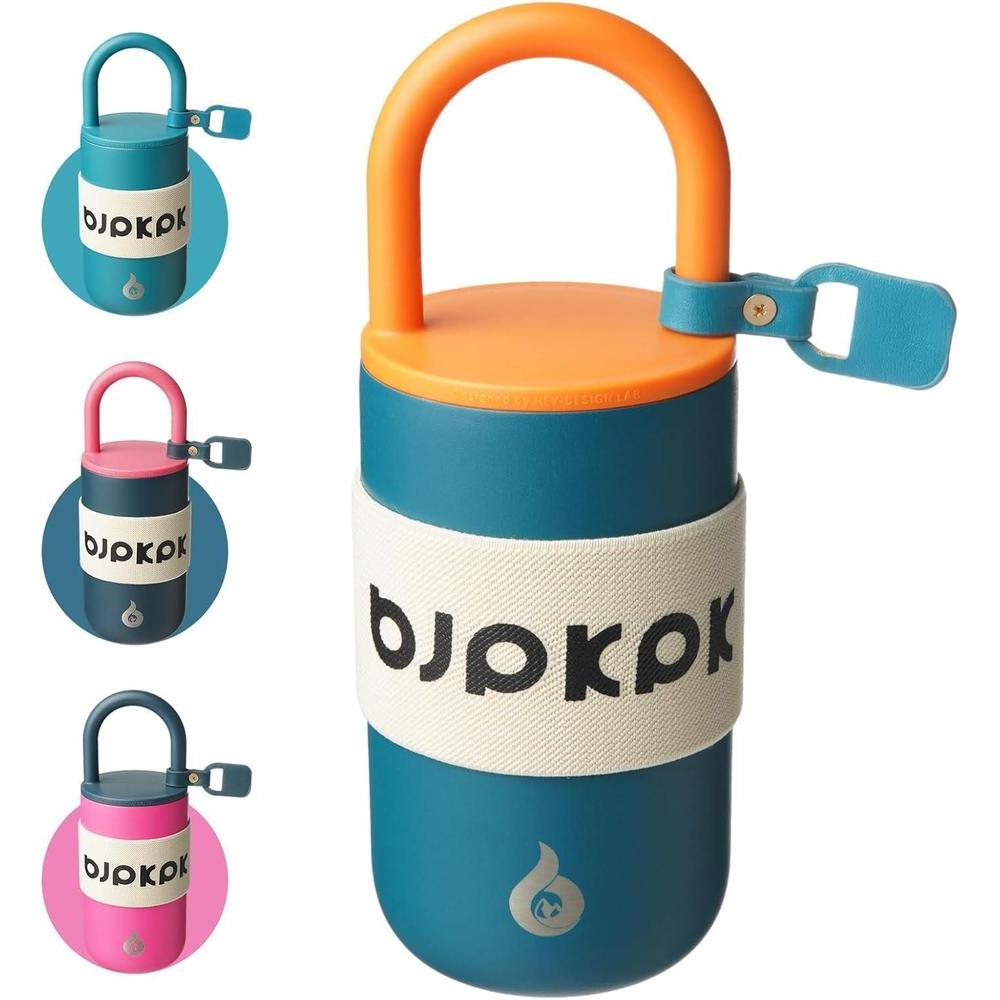Vaso aislado de acero inoxidable BJPKPK, ideal para café, incluye tapa y asa, color azul oscuro