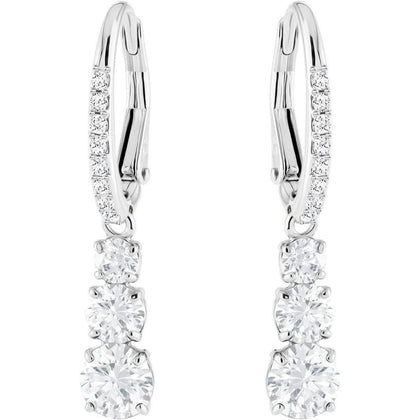 Swarovski colección de joyas: collar y aretes de cristal de trilogía de atracción, diseño elegante y atemporal
