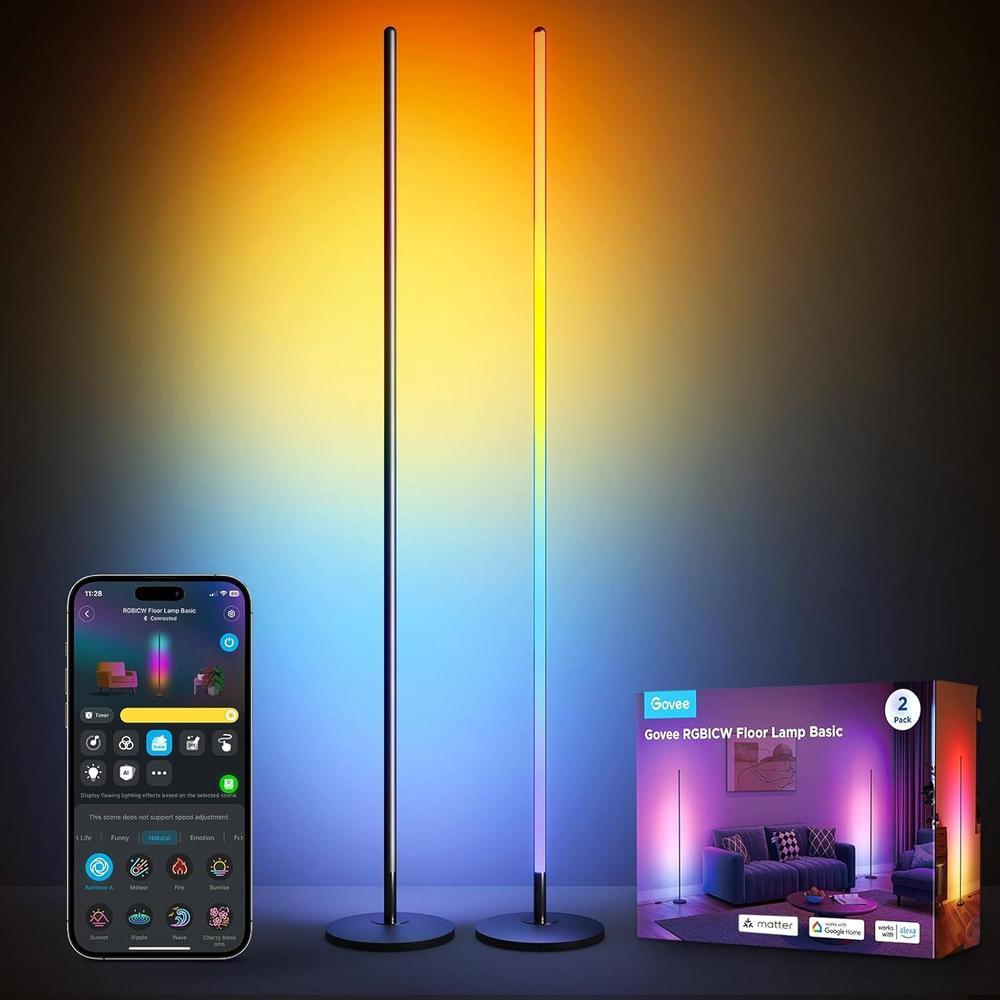 Lámpara de pie básica Govee RGBIC, compatible con Alexa, LED con control de voz y cambio de color, paquete de 2