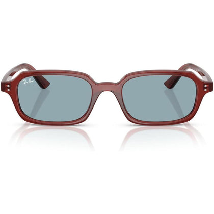 Ray-Ban RB4455 Zuri Gafas de Sol con Marco Cuadrado Marrón Oxidado y Lentes Azules, Protegen contra Rayos UV