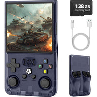 R36MAX consola retro con pantalla IPS, sistema Linux, batería 4000mAh, mini arcade portátil y 128G integrado, gris plomo