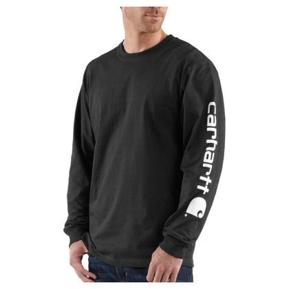 Carhartt - Camiseta de manga larga con logotipo resistente para hombre, ajuste holgado ideal para entrenamientos