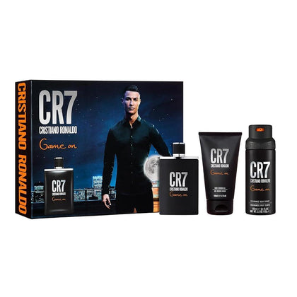 Game On de Cristiano Ronaldo para hombres – Juego de regalo de 3 piezas con espray de eau de toilette, gel de ducha y espray corporal