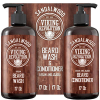 Kit de acondicionador y lavado para barba con aceites de argán y jojoba, aroma natural de sándalo