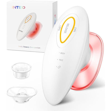 INTEO Máquina 3 en 1: Dispositivo de Belleza Recargable para Contornear Cuerpo y Cara con Terapia de Luz Roja