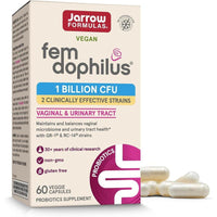 Jarrow Formulas Fem-Dophilus con 1 mil millones de UFC y 2 cepas científicas, suplemento para apoyo del tracto vaginal y urinario