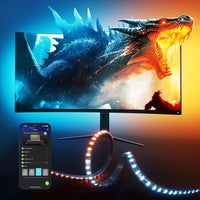 Govee Luz de juego para monitor G1, retroiluminación LED RGBIC adaptable a monitores curvos, con múltiples modos de escena