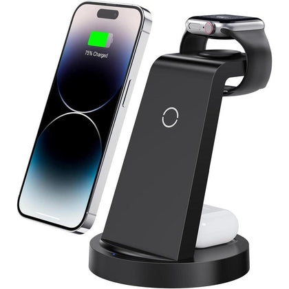 Estación de carga 3 en 1 para iPhone y Apple Watch con cargador inalámbrico, compatible con AirPods