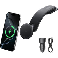 Cargador inalámbrico magnético para coche Anker, montaje ajustable 360°, 15 W Qi2 certificado con soporte de aleación para iPhone