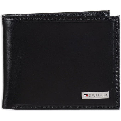 Tommy Hilfiger Cartera Passcase para hombre con diseño bifold slim y ventana ID removible, hecha de cuero de alta calidad